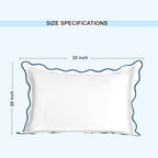 Ridhi White with Blue Scalloped 100% Cotton Throw Pillow Covers 20x30 Inch - Image 5