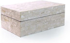 PEMAR Handmade Capiz Shell Decorative Box with Hinged Lid - 7.9x5.1x3.1 Pearlescent White Subway Tile Pattern Shell Storage Box, Luxury Gift Keepsake Organizer for Coffee Table Home Décor by PEMAR