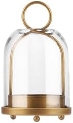 7.5" High Versatile Modern Metal Hurricane Lantern with Handmade Sturdy Glass Dome in Vintage Brass for 2" Pillar Candle & Plants, Industrial, Farmhouse, Shabby Chic (Brass, 4" x7.5 for 2" Pillar) by Unknown