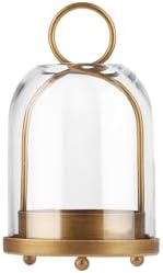 7.5" High Versatile Modern Metal Hurricane Lantern with Handmade Sturdy Glass Dome in Vintage Brass for 2" Pillar Candle & Plants, Industrial, Farmhouse, Shabby Chic (Brass, 4" x7.5 for 2" Pillar) by Unknown