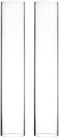 CYS EXCEL 2 PCS (H:24" D:4") Open Ended Glass Hurricane Candleholder Tube Shade | Open Flame Candle Chimney Tube Cover | Bottomless Cylinder by CYSEXCEL%C2%AE