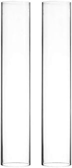 CYS EXCEL 2 PCS (H:24" D:4") Open Ended Glass Hurricane Candleholder Tube Shade | Open Flame Candle Chimney Tube Cover | Bottomless Cylinder by CYSEXCEL%C2%AE