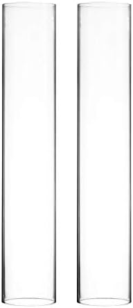 CYS EXCEL 2 PCS (H:24" D:4") Open Ended Glass Hurricane Candleholder Tube Shade | Open Flame Candle Chimney Tube Cover | Bottomless Cylinder by CYSEXCEL%C2%AE