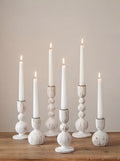 NUPTIO Wooden Taper Candle Holders, Set of 6 White Candlesticks by Nuptio