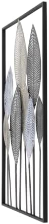 Deco 79 Metal Leaf Home Wall Decor Wall Sculpture with Black Frame, Wall Art 20" x 1" x 37", Bronze - Image 2