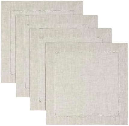 Solino Home 100% Pure Linen Placemats Light Natural, 14 x 14 in, Set of 4 by SolinoHome