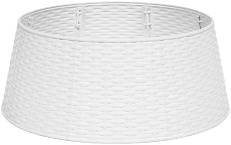 HarcoHome Christmas Tree Collar, 28.4" D Round Base Cover, Plastic Rattan Collar, Tree Ring for Artificial Trees, Tree Skirt for Artificial Xmas Tree Decorations (Extra Large, White) - Image 2