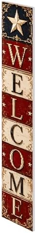 48x8" 4th of July Welcome Porch Sign, Patriotic Porch Decor for Independence Day, Standing Welcome Sign for Front Door, PVC, Design 6 - Image 3