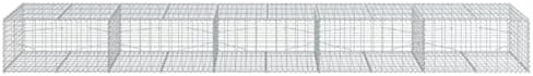 vidaxl - Gabion Basket with Cover - Galvanized Iron - 196.9"x39.4"x19.7" - Outdoor Landscape and Garden Decor - Image 5