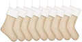 18" Burlap Christmas Stockings for Holiday Decor Plain,Pack 9 by Kunyida