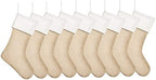 18" Burlap Christmas Stockings for Holiday Decor Plain,Pack 9 by Kunyida