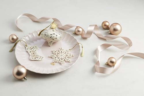 Lenox Ornament, 2025 Gemmed Snowflake Ornament, Porcelain with Gold Accents and Blue Gemstones, Christmas Tree Decorations, Christmas Decoration, Gold Cord for Hanging Included (Cream, 1 Piece) - Image 6