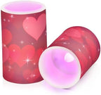 ALAZA Valentines Day Glitter Red Hearts Flickering Flameless Candles Battery Operated with Remote Timer,Tea Light Candles LED Pillar Votive Candles Set of 2 for Outdoor Indoor Decorations - Image 2