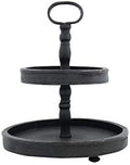 Creative Co-Op Distressed Blackwashed Wood 2-Tier Tray with Metal Handle by Unknown