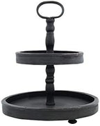 Creative Co-Op Distressed Blackwashed Wood 2-Tier Tray with Metal Handle by Unknown