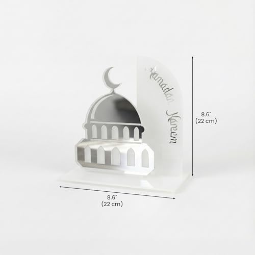 iwa concept Ramadan Kareem Table Decor, Islamic Mosque Statue with Acrylic Design, Freestanding Modern Islamic Home Decoration for Ramadan and Eid - Image 3