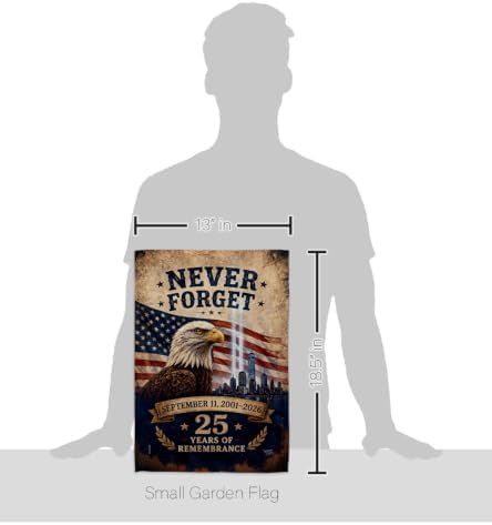 Never Forget 25 Years 9/11 Flag Holder Kit Wall Decor Home Tapestry Poster Patriot Day Decor Memorial Gifts Memorabilia Home Decorations September 11 Garden Remembrance Tribute - Image 2