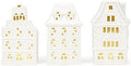 Mark Feldstein Row House Porcelain Tea Light Figurines, Set of 3, 8x4.5 in by MarkFeldsteinAssociates