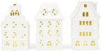 Mark Feldstein Row House Porcelain Tea Light Figurines, Set of 3, 8x4.5 in by MarkFeldsteinAssociates