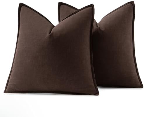 MIULEE Decorative Linen Euro Sham Pillow Covers 24x24 Dark Brown - Image 6