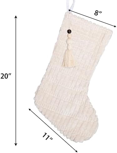 GEX 2025 Personalized Christmas Stocking with Names 3 Pack Custom Name Soft Plush Faux Fur Stocking with Tassels 20 Inch Large Rustic Farmhouse Modern Xmas Stockings (Set of 3) - Image 4