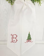 Monogram Wreath Sash, Christmas Wreath Sash, Christmas Tree Sash, Front Door Decor, Custom Monogram Door Decor (Christmas Tree with Bow) - Image 2