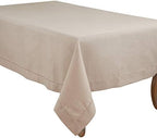 SARO LIFESTYLE Classic Hemstitch Tablecloth - Elegant Everyday Tablecloth with Textured Fabric and Hemstitched Border for Dining Tables and Formal Entertaining, 70"x120", Taupe by SaroLifestyle