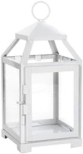 Hosley 12 Inch High Clear Glass and Iron White Classic Style Lantern Ideal Gift for Weddings Bridals Special Occasions Parties Aromatherapy and Spa Settings by HOSLEY