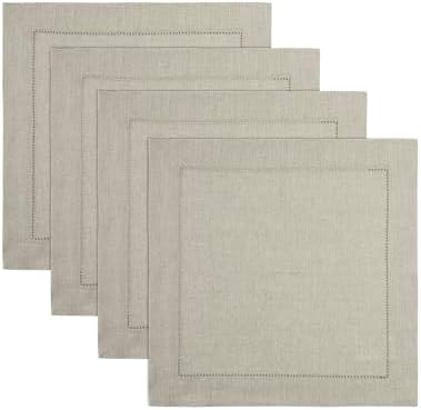 Solino Home 100% Pure Linen Square Placemats Natural, 14 x 14 in, Set of 4 by SolinoHome