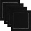 Solino Home 100% Pure Linen Placemats Black Hemstitch, 14 x 14 in, Set of 4 by SolinoHome