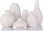 Set of 6 Matte White Small Vases for Flowers, Ceramic Bud Vase Bulk Boho Centerpieces for Tables, Mini Short Vase Modern Bulk Wedding Centerpieces Ikebana Vases for Bridal Shower/House Warming Gift by LCCCK