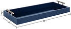 Kate and Laurel Lipton Narrow Decorative Tray; 10 x 24; Navy Blue and Silver; Chic Accent Tray for Display and Storage - Image 6