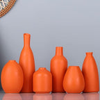 Orange Ceramic Bud Vases Set of 6, Farmhouse Decor, Fireplace Decor, Mantle & Shelf Decor, Home Decoration for Living Room, Entrance, Bathroom, Kitchen & Office, Coffee Table Decor, Bud vases in Bulk - Image 3