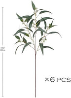 Faux Eucalyptus Stems Willow Eucalyptus Leaves 34” Long Fake Salix Leaves 6 Pcs Artificial Greenery Stems for DIY Bouquet Arrangements Centerpieces Shower Decorations-Artificial Eucalyptus Stems-Green - Image 5