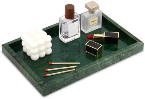 Marble Bathroom Vanity Tray, Blackish Green, 12" x 8" x 1.2" by HESHIBI