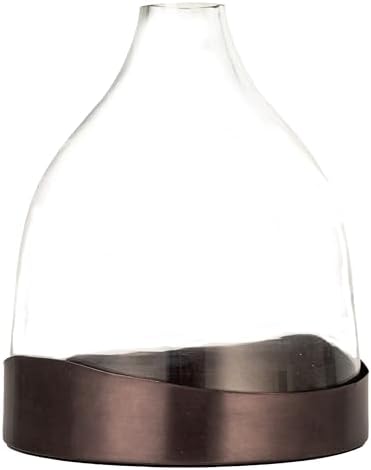 Creative Co-Op Sophisticated Glass Cloche with Metal Tray, Clear and Black Nickel - Image 4