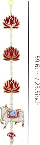 TIED RIBBONS 4 Pcs Kamdhenu Indian Hanging Decorations | Plastic, 2 feet | Lotus Wall Hanging for Backdrop Decoration, Diwali Decoration, Pooja, Mandir, Ganesh Chaturthi Decoration - Image 7