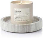 Candle Holders Italy Premium Natural Marble Candlestick Holder for Jar Pillar Candles Large Round Coaster Plate Jewelry Tray Centerpiece for Wedding Dining Table Home Decor Light Grey (WH074) by WORHE