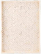 PEMAR Handmade Capiz Shell Decorative Serving Tray – Mother of Pearl Finish Herringbone Mosaic Rectangular Tray with Handles, 15.74 x 11.8 x 2 in, for Coffee Table & Home Decor - Image 2