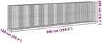 vidaXL Gabion Basket with Cover - Galvanized Iron, 354.3"x39.4"x78.7" for Landscaping & Outdoor Decoration - Image 7