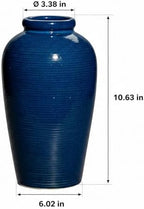 Blue Ceramic Vases Home Decor - 11 Inch Tall Farmhouse Vases for Flowers, Modern Textured Vase for Centerpieces, Living Room, Kitchen Island Decor, Fireplace, Entryway Decorations - Image 2