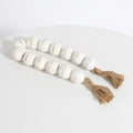 Sagebrook Home Wooden Beads Garland - Handcrafted Mango Wood & Jute Tassel - Casual Home Decor for Living Room, Bedroom, Office - 2" Whitewash by NESSANDJORD