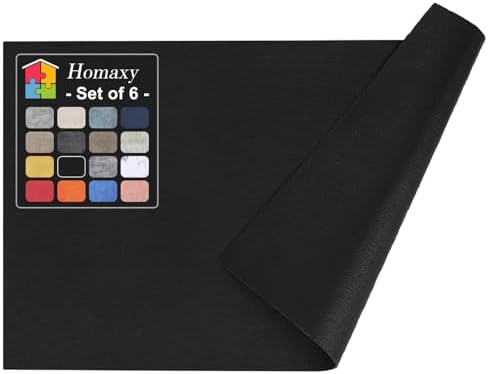 Homaxy PU Faux Leather Placemats for Dining Table, Set of 6, Black by Homaxy