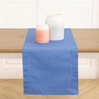 Solino Home Cotton Linen Table Runner Blue, Hemstitch Collection 14 x 90 in by SolinoHome