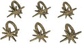 Set of 6 Mid-Century Starburst Napkin Rings, Antique Gold Cast Iron by Zeckos