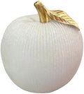 Sandstone White Apple Figurine with Gold Leaf, Textured Resin Fruit Sculpture, Modern Neutral Home Decor Statue Accent for Kitchen Counter, Coffee Table, Shelf & Dining Table Centerpiece by Dwelloria