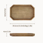 Wood Rustic Decorative Tray with Braided Farmhouse Wooden Serving Tray - Image 5