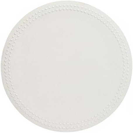 Bodrum Pearls Round Embroidered Placemats Set of 4 – 15" Elegant Table Mats for Dining, Weddings & Special Occasions, Decorative, Wipe-Clean Vinyl Placemats. Antique White/White by Unknown