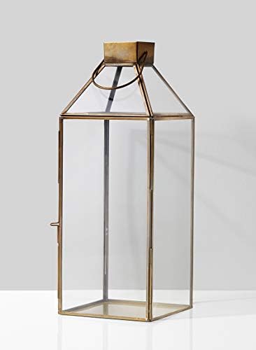 Serene Spaces Living Large Gold Amalfi Lantern with Glass Panels – Metal Candle Holder for Indoor & Outdoor Decor – Elegant Square Lantern for Weddings, Events & Home Styling, 6" Square & 16" Tall - Image 4