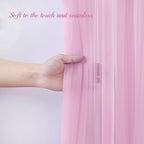 10x10ft Pink Tulle Backdrop Curtain with Lights String for Parites, Sheer Backdrop Drapes for Baby Shower Wedding Birthday Party Photo Shoot Decorations - Image 4